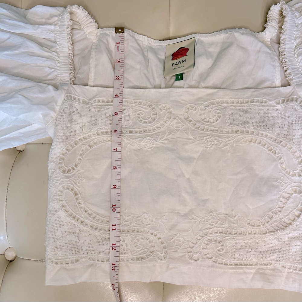 Farm Rio Crop White Peasant Blouse - Picture 6 of 12